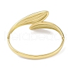 304 Stainless Steel Rhinestone Leaf Hinged Bangles for Women BJEW-C071-13G-01-3