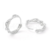 Twisted Rhodium Plated 925 Sterling Silver Small Huggie Hoop Earrings EJEW-I260-37P-4