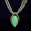 Bohemian Style Teardrop Zinc Alloy & Resin & Glass Seed Beaded Pendant Necklaces FS-WGFDF3E-05-1