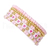 5Pcs 5 Styles Heart Acrylic & Glass Seed Beaded Stretch Bracelet Sets BJEW-JB10473-02-5