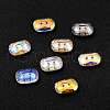 2-Hole Rectangle Glass Rhinestone Buttons BUTT-D001-K-2