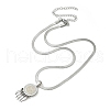 304 Stainless Steel Clear Cubic Zirconia Flat Round Saint Benedict Medal with Feather Pendant Necklaces NJEW-H055-03P-4