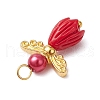 Opaque Resin Flower Rose Beads with Glass Pearl Round Bead and Tibetan Style Alloy Fairy Wing Beads and Brass Ball Head pins Pendants PALLOY-JF03594-01-5
