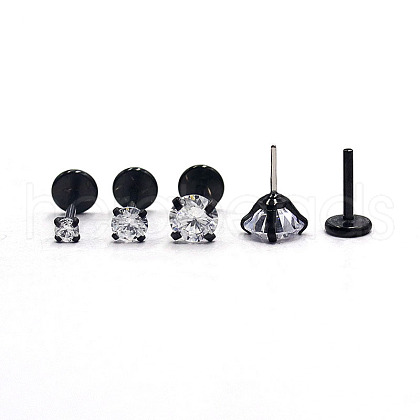 Stainless Steel Clear Cubic Zirconia Threadless Labret Stud WG18B1C-02-1