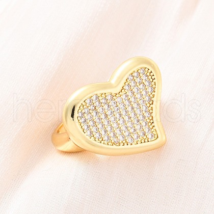 Brass Micro Pave Clear Cubic Zirconia Cuff Rings for Women RJEW-U047-16G-1