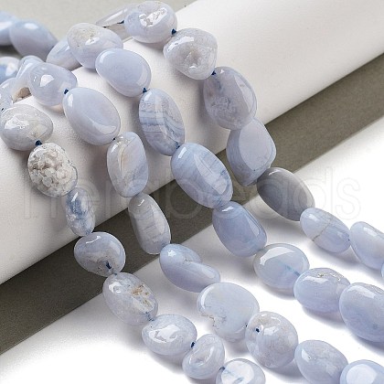 Natural Blue Lace Agate Beads Strands G-K379-A01-01-1