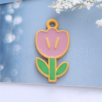 Spray Painted Alloy Enamel Pendants HUDU-PW0001-007B-01-1