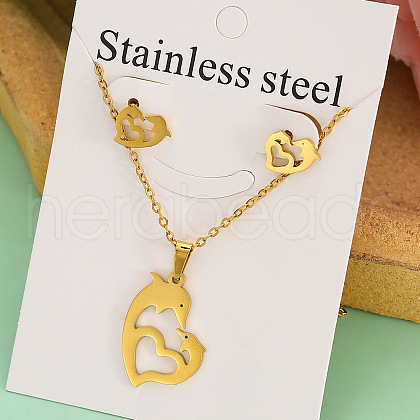 Stainless Steel Pendant Necklace & Stud Earring FS-WGABA87-12-1