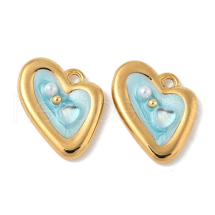 304 Stainless Steel Enamel Pendants STAS-U057-30G-1