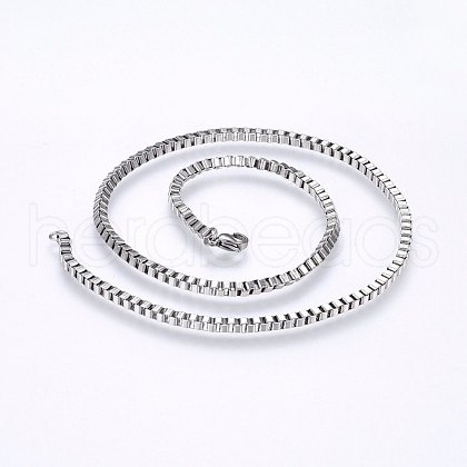 Non-Tarnish 304 Stainless Steel Box Chain Necklaces NJEW-F226-05P-05-1