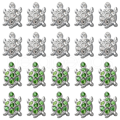 SUNNYCLUE 32Pcs 2 Colors Alloy Rhinestone Slide Charms FIND-SC0010-40-1