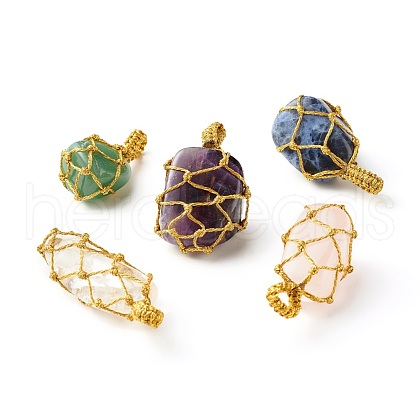 Natural Mixed Gemstone Pendants PALLOY-JF00845-1
