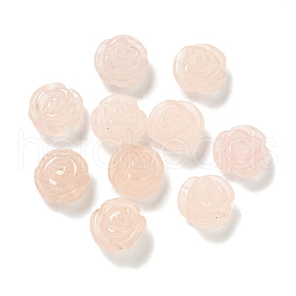 Natural Rose Quartz Carved Flower Scattered Beads G-O156-B-38-1