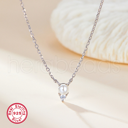 S925 Silver Bead Zircon Necklace Simple French Pendant Clavicle Chain RN2213-2-1