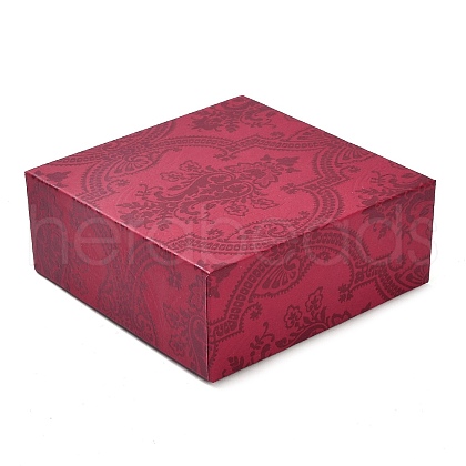 Square Flower Print Cardboard Bracelet Box CBOX-Q038-03A-1