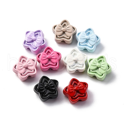 9 Colors Spray Painted Alloy Beads PALLOY-V002-18-1