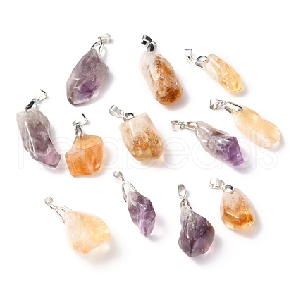 Natural Amethyst & Citrine Pendants G-H259-05P-1