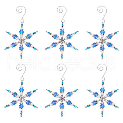 Christmas Snowflake Glass Pendant Decoration HJEW-GO00059-1