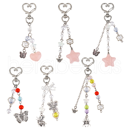Heart Star Butterfly Acrylic Pendant Decoration HJEW-PH01943-1