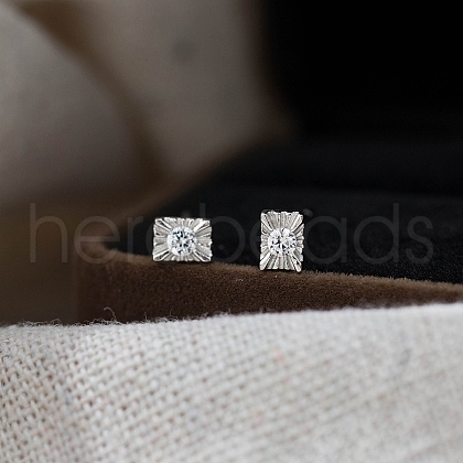 925 Sterling Silver Clear Cubic Zirconia Stud Earrings EJEW-Q030-05P-1