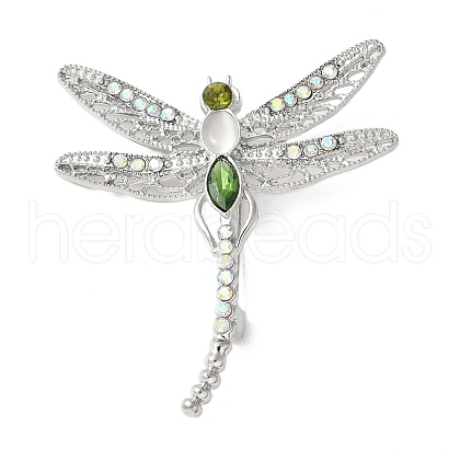 Dragonfly Alloy Rhinestone Brooches for Backpack Clothes JEWB-M067-07P-02-1