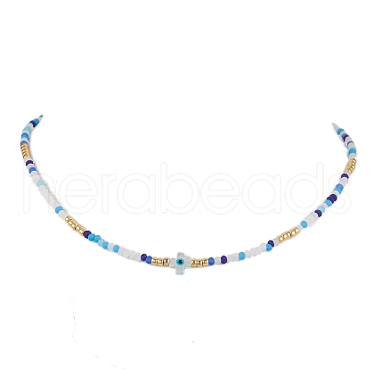 Glass Beaded Necklaces NJEW-JN04896-01-1