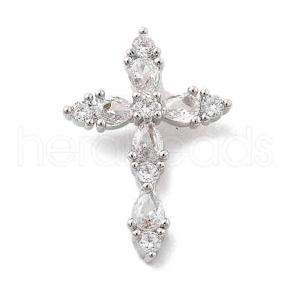 Brass Micro Pave Clear Cubic Zirconia Pendants KK-L228-03P-02-1