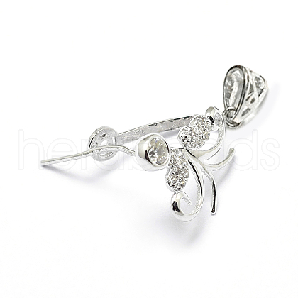 Anti-Tarnish Rhodium Plated 925 Sterling Silver Micro Pave Cubic Zirconia Pendant Bails STER-P034-56P-1