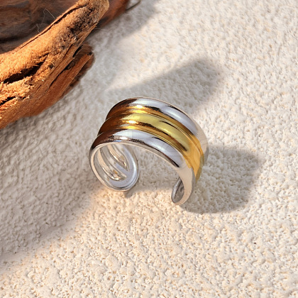 304 Stainless Steel Chunky Cuff Rings RJEW-S626-02GP-1