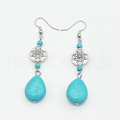 Bohemian Zinc Alloy Synthetic Turquoise Dangle Earrings LQ8241-7-1