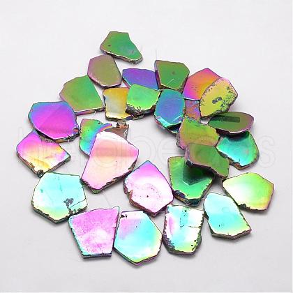 Electroplated Natural Agate Beads Strands G-K109-05-D-1