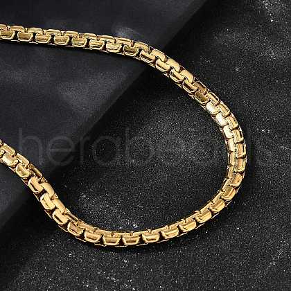 6MM 304 Stainless Steel Box Chain Necklaces for Men STAS-V011-01B-G-1