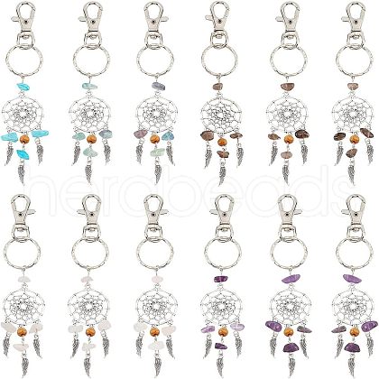  Woven Net/Web with Feather Alloy Keychain KEYC-NB0001-35-1