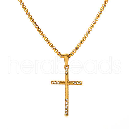 Elegant Vintage Stainless Steel Pave Clear Cubic Zirconia Pendant Necklaces for Women OL2331-3-1
