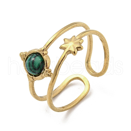 304 Stainless Steel with Synthetic Malachite Ring RJEW-Z031-01I-03-1