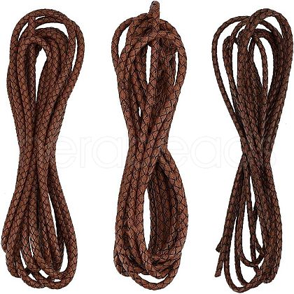 ARRICRAFT 7.5M 3 Styles Round Braided Leather Cord OCOR-AR0001-68-1