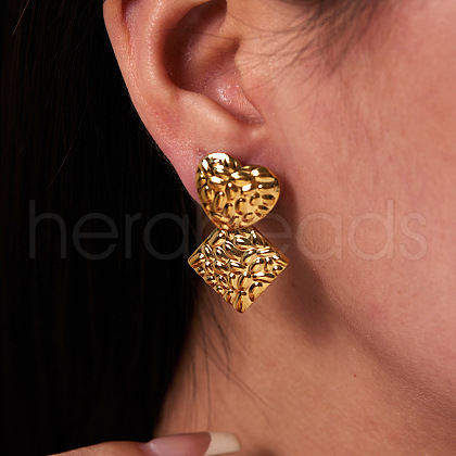 Vintage Heart Stainless Steel Stud Earrings XJ7530-1