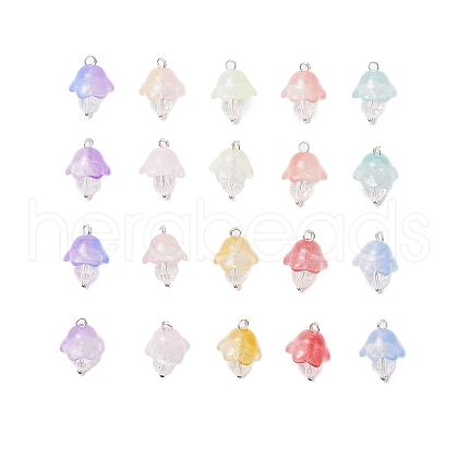 Mushroom Transparent Glass Pendants PALLOY-JF03654-02-1