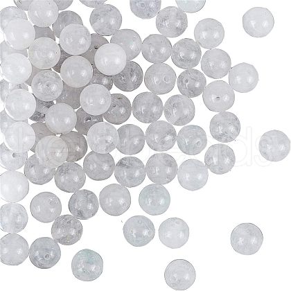 Olycraft Natural White Jade Round Bead Strands G-OC0001-09-1