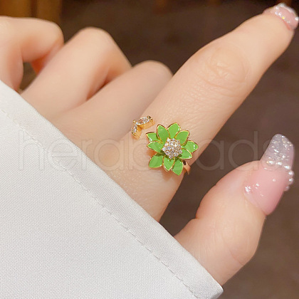 Fashionable Brass Micro Pave Cubic Zirconia with Enamel Cuff Rings FS-WGFDA76-01-1