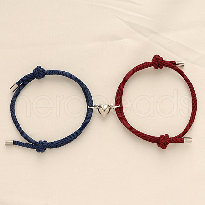 Alloy Heart-shaped Magnetic Braided Rope Bracelets for Couple Girlfriends WG59636-11-1