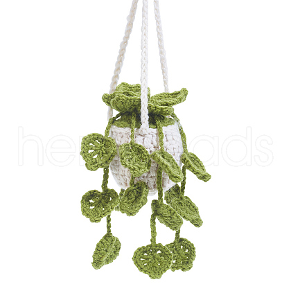 Potted Plants Crochet Orchid Hanging Ornament AJEW-WH0505-96B-1