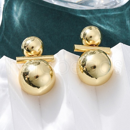 Brass Stud Earrings EJEW-R025-01G-1