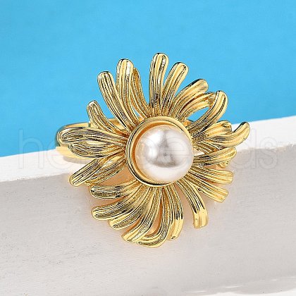 Sunflower Brass Finger Rings for Women RJEW-S622-02G-1