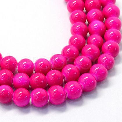 Baking Painted Glass Round Bead Strands X-DGLA-Q020-8mm-19-1