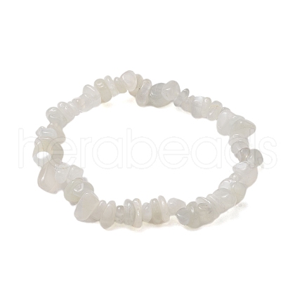 Natural White Moonstone Chip Beaded Stretch Bracelets for Women Men BJEW-JB10665-03-1