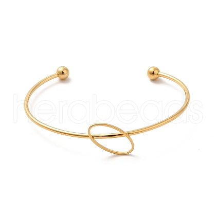 Oval 201 Stainless Steel Cuff Bangles for Women Girls STAS-K247-04G-1