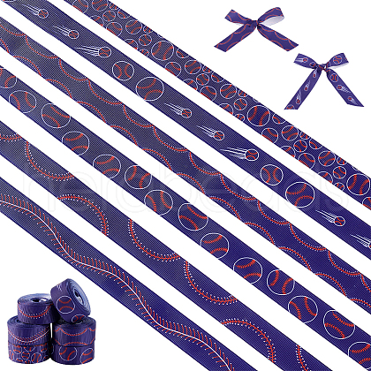 AHADERMAKER 6 Styles Baseball Theme Polyester Ribbon OCOR-GA0001-97-1
