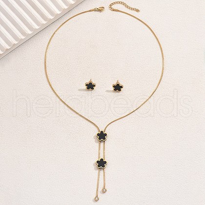 Stainless Steel Shell Heart Flower Fan Tassel Jewelry Set for Women XK7928-1-1