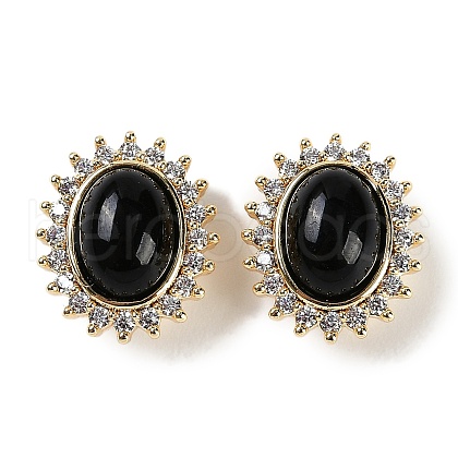 Natural Obsidian Sew on Rhinestone KK-P283-02A-G-1